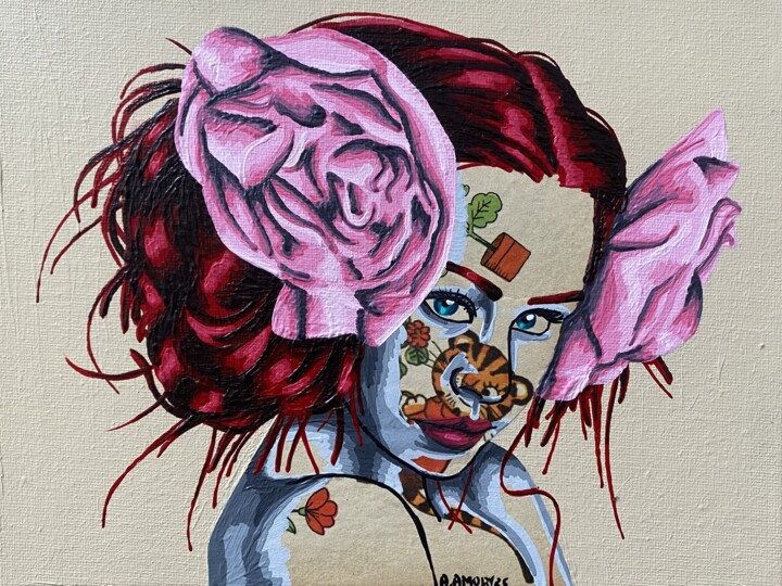 Collages getiteld "Spring" door Annabelle Amory, Origineel Kunstwerk, Acryl Gemonteerd op Karton
