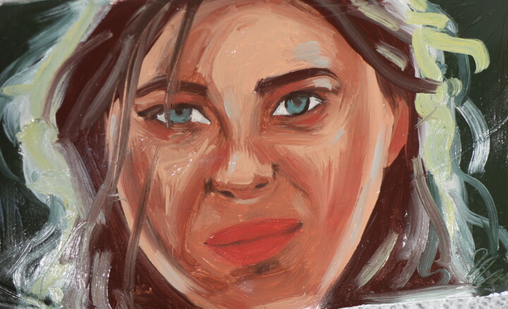 Peinture à l’huile portrait contre jour 绘画, 5.8x8.3 in