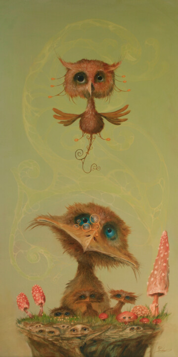 Schilderij getiteld "Magical Elevating" door Ed Schaap, Origineel Kunstwerk, Olie