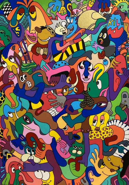 Drawing titled "“ Coup d’leurre à t…" by Philippe Pons, Original Artwork, Marker Mounted on Aluminium