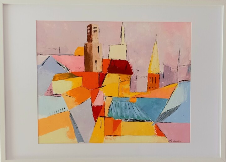 "VUE DES TOITS" 绘画, 15.4x19.3 in