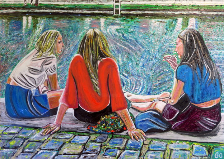 Sous le ciel de paris 绘画, 39.4x55.1 in