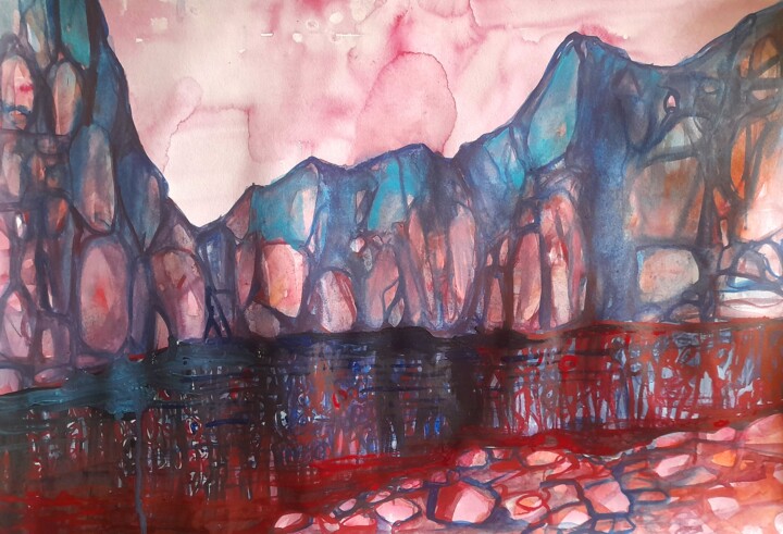 The lake before purgatory 绘画, 15.8x23.6 in