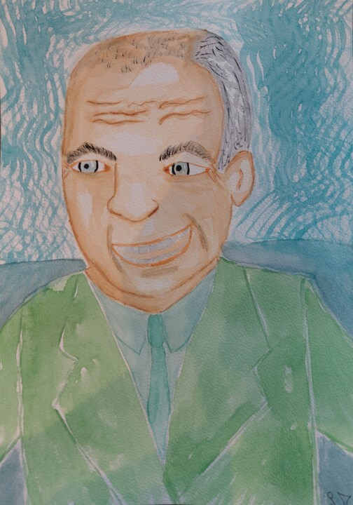Louis de Funès Painting, 11.4x8.3 in