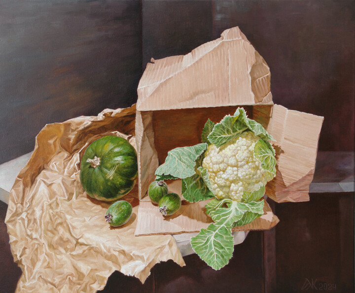 Still Life with Cabbage 绘画, 19.7x23.6 in