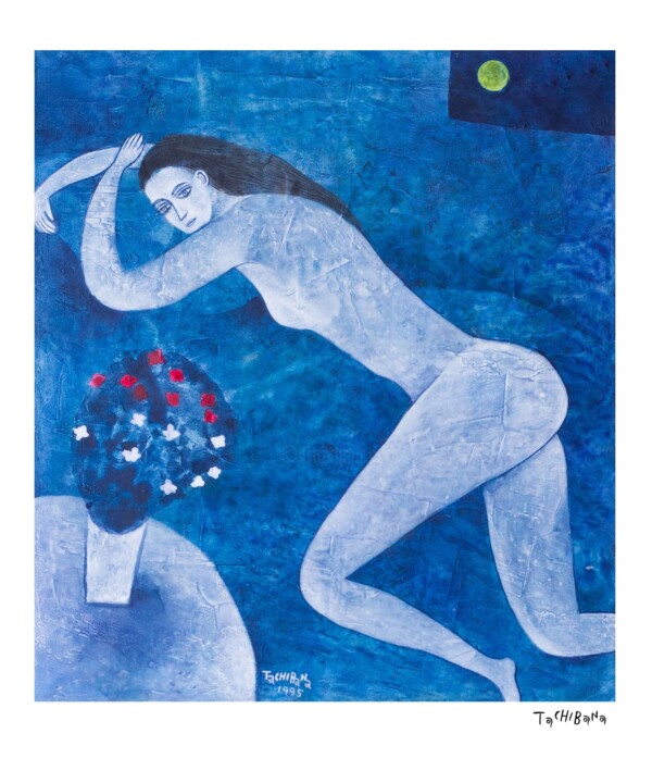 Peinture intitulée "Desnudo azul" par Yoshiro Tachibana, Œuvre d'art originale, Acrylique