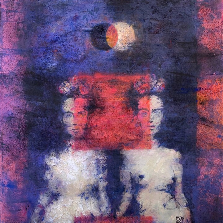 Painting titled "Dualidad / Homenaje…" by Pablo Caso, Original Artwork, Acrylic