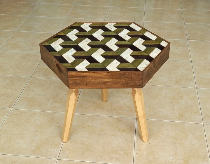 Tavolino comodino esagono Design, 17,7x17,7 in