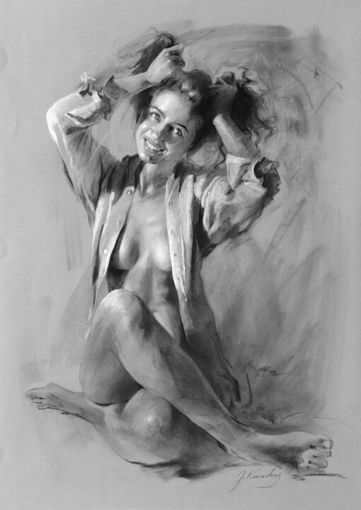 Drawing titled "P25-0506 Spree" by Jonas Kunickas, Original Artwork, Chalk