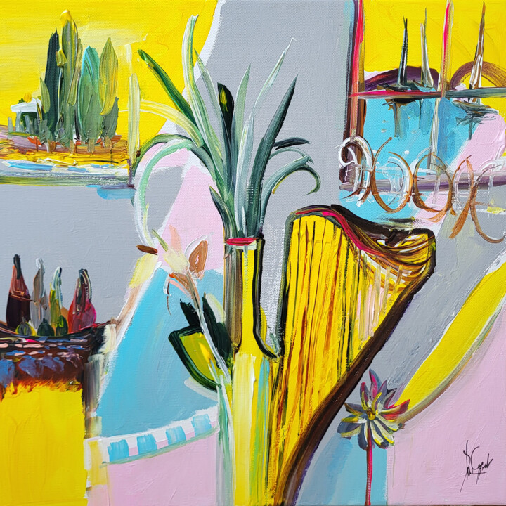 Harpe d'enfance 绘画, 15.8x15.8 in