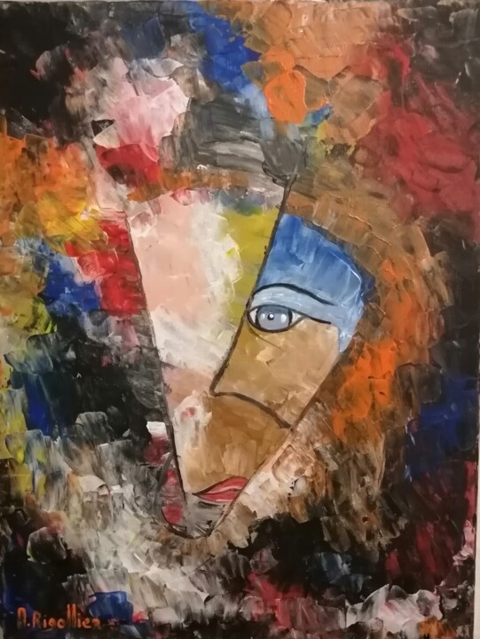 Les yeux dans le brouillard 绘画, 15.8x11.8 in