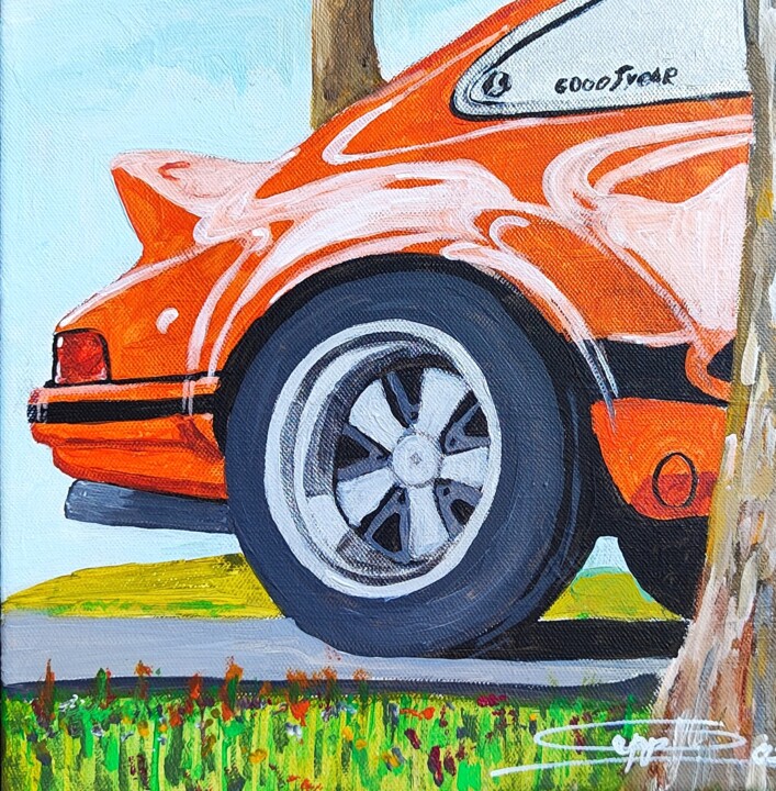 ORIGINAL Acrylbild Porsche 911, RS freie Interpretation, Tablo, 11,8x11,8 in