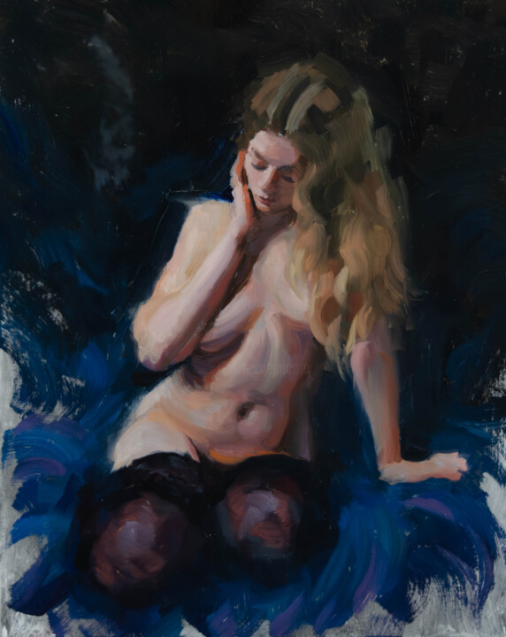 Midnight Contemplation 绘画, 11.8x9.5 in