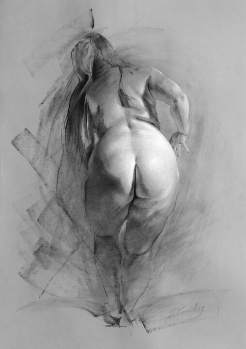 Drawing titled "P25-0511 Apple of E…" by Jonas Kunickas, Original Artwork, Chalk