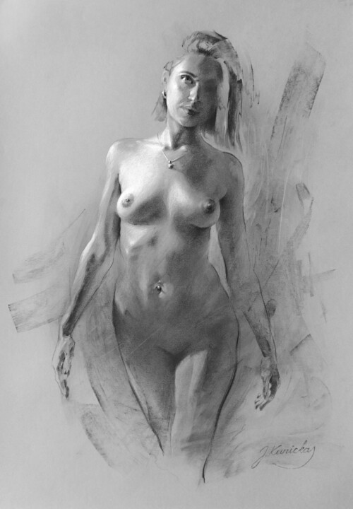 Drawing titled "P25-0512 Here I am" by Jonas Kunickas, Original Artwork, Chalk