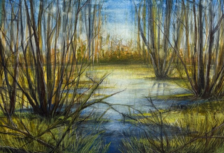 Painting titled "Swamp in Anykščiai…" by Daiva Karaliūtė, Original Artwork, Watercolor