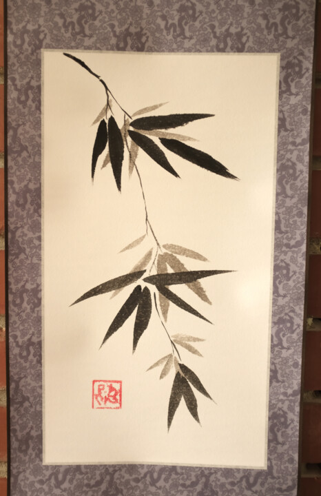 kakemono bamboos Resim, 27,6x11,8 in