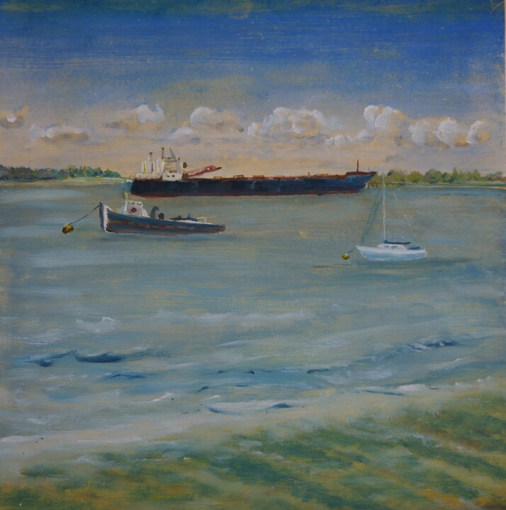 Painting titled "gravesend the prome…" by Jean-Marc Quilichini, Original Artwork, Oil