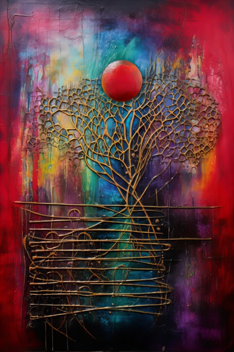 "Interwoven Energies" başlıklı Dijital Sanat Amanda Moore tarafından, Orijinal sanat, AI tarafından oluşturulan görüntü