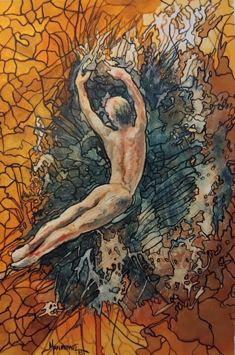 Painting titled "Ballet dancer 2" by Theodoros Markopoulos, Original Artwork, Watercolor
