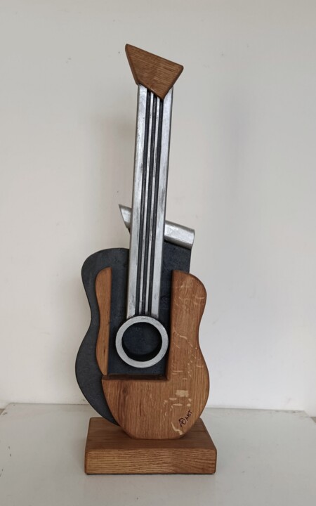 Sculpture titled "Chitarra cubista" by Anna Beltrame A+D Art, Original Artwork, Wood