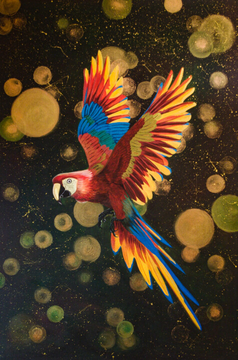 Tropical Rainbow Parrot 绘画, 23.6x15.8 in