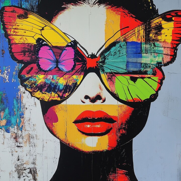 BUTTERFLY COLORFUL Картина, 19,7x19,7 in