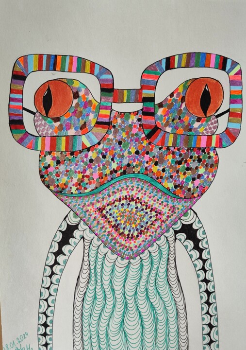 Dibujo titulada "Żaba" por Katarzyna Mroczek, Obra de arte original, Rotulador