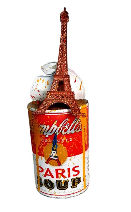 Eiffel Tower Campbell Soupe Sculpture Paris Unique Scultura, 9,1x2,8 in