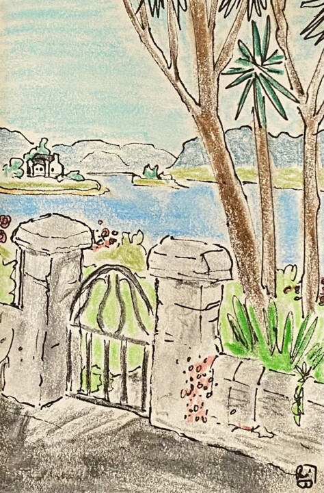 entrée de jardin côtier à Plockton Schilderij, 5,5x3,9 in