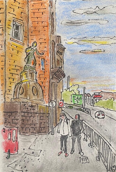 baladeuses à Greenock Drawing, 5.5x3.9 in