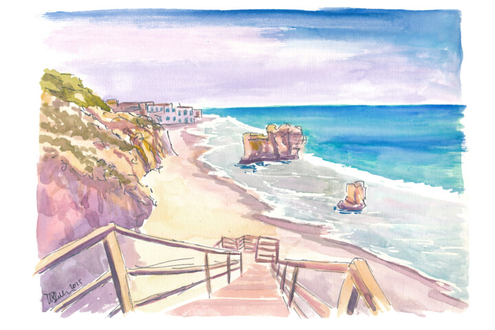 Painting titled "Ocean Spray at El M…" by Artshop77, Original Artwork, Watercolor