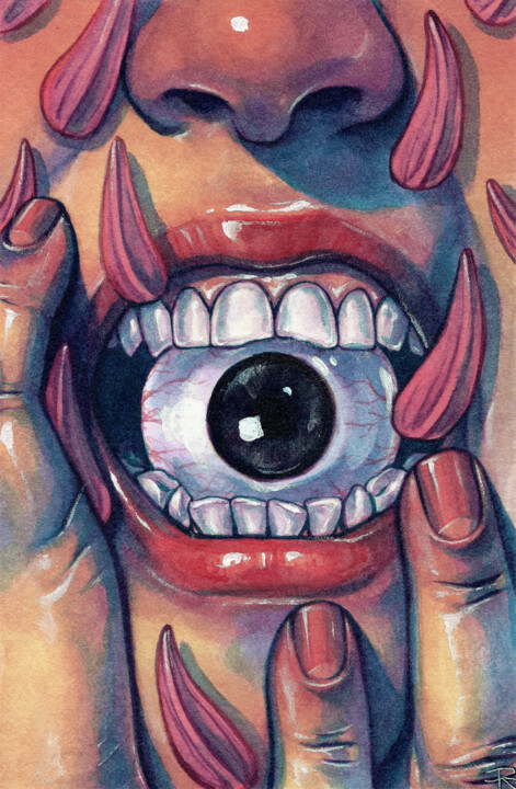Painting titled "Frustración" by Roselin Estephanía, Original Artwork, Watercolor