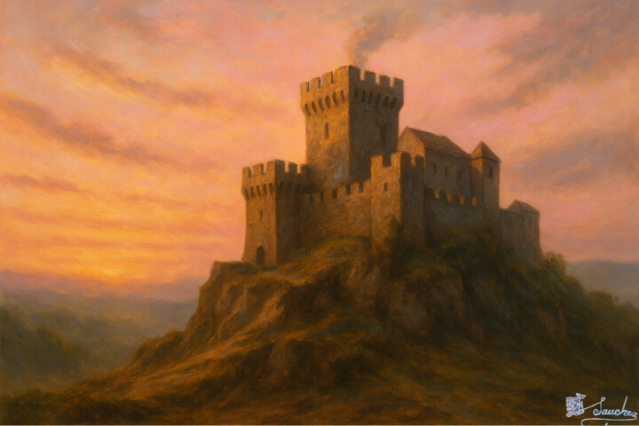 Twilight Citade 绘画, 43.3x63 in