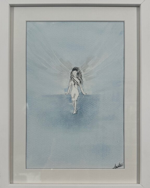 Painting titled "Le bruit d’une bris…" by Marie De Charette, Original Artwork, Watercolor Mounted on Cardboard