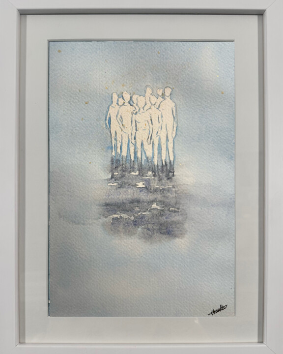 Painting titled "Les fils de la lumi…" by Marie De Charette, Original Artwork, Watercolor