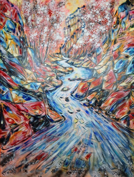 THE LABRADORITE RIVER Painting, 51.2x38.2 in