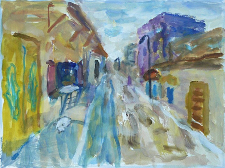 绘画 标题为“Street in Morocco” 由Terushige Matsumoto, 原创艺术品, 水彩