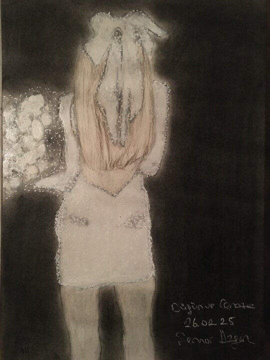 Drawing titled "weeding and funeral" by Sennur Üzgen, Original Artwork, Charcoal