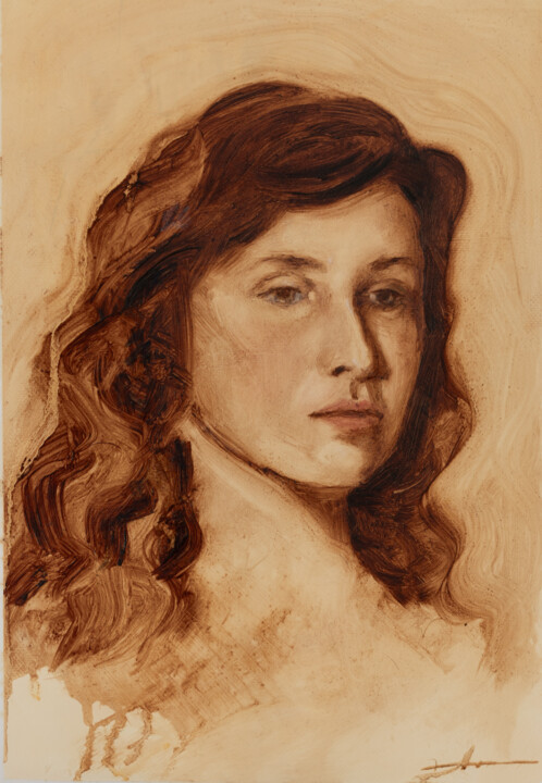Painting titled "Portrait of Anna" by Alena Root, Original Artwork, Oil