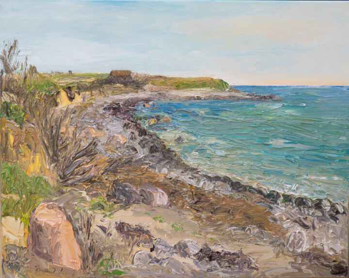 Painting titled "Windiger Frühlingst…" by Ute Meyer, Original Artwork, Oil Mounted on Wood Stretcher frame