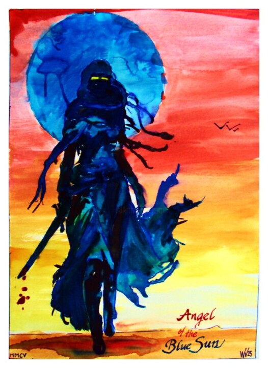 Angel of the Blue Sun 绘画, 14.2x10.6 in