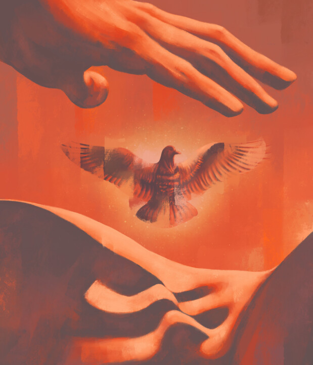 Sunny Bird Arte digitale, 15,4x13,2 in