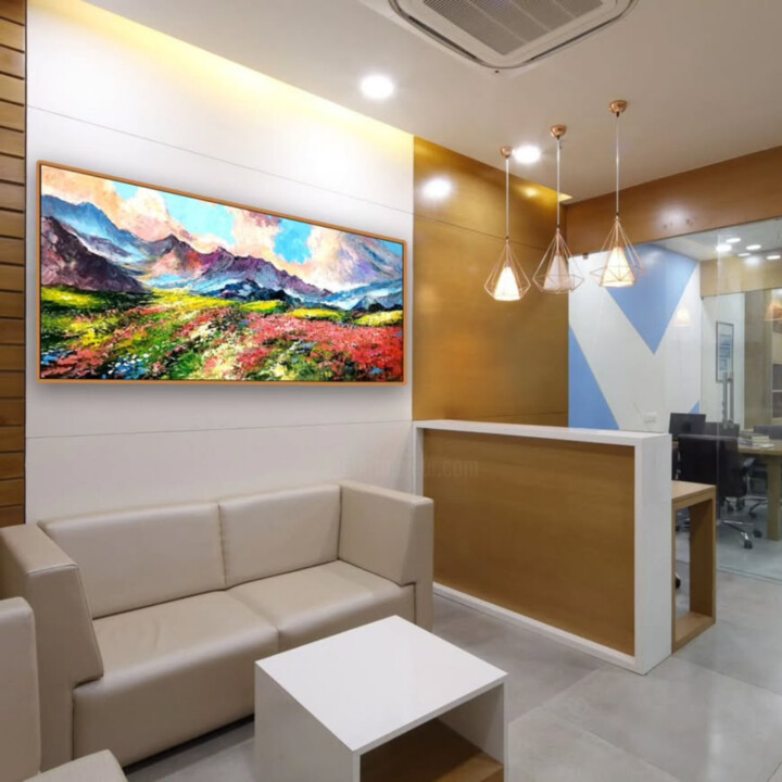 Картина под названием "Valley of Bloom" - Bagya Art Gallery, Подлинное произведение искусства, Акрил