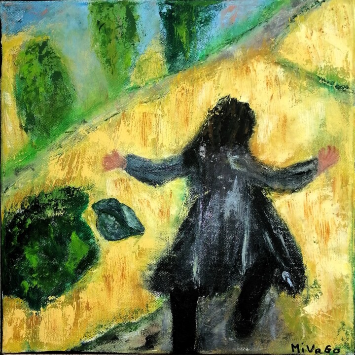 Sensation ( Rimbaud) non IA Painting, 11.8x11.8 in