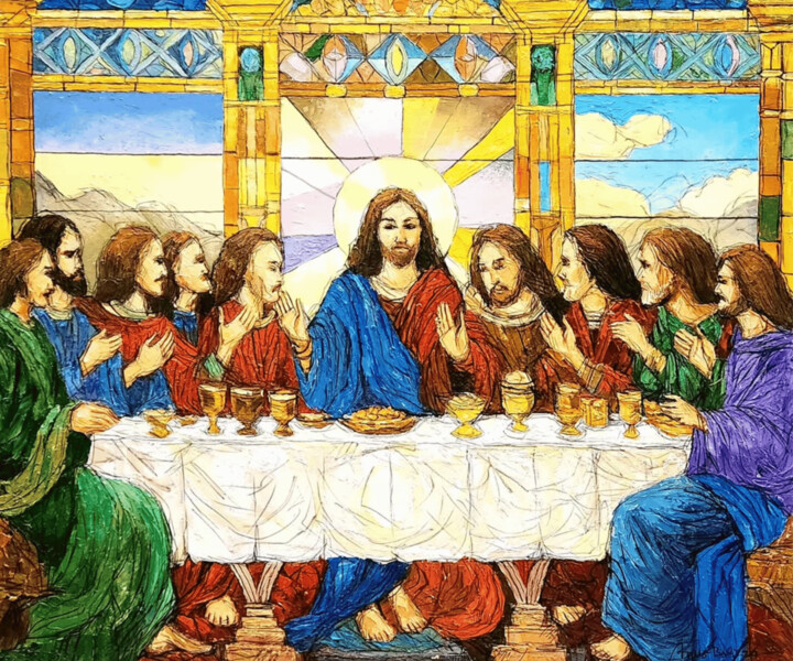 Картина под названием "The Last Supper" - Bagya Art Gallery, Подлинное произведение искусства, Масло