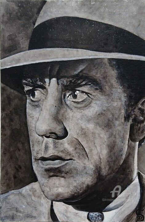 Homme Inquiet avec chapeau. 绘画, 13.4x9.5 in