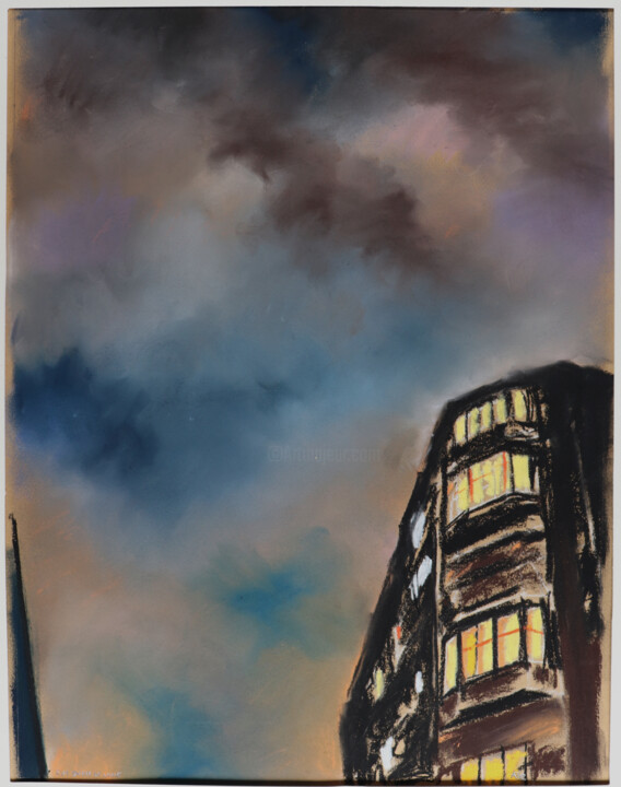 Le ciel à Porte d'Ivry en 1982 绘画, 16.5x15.4 in