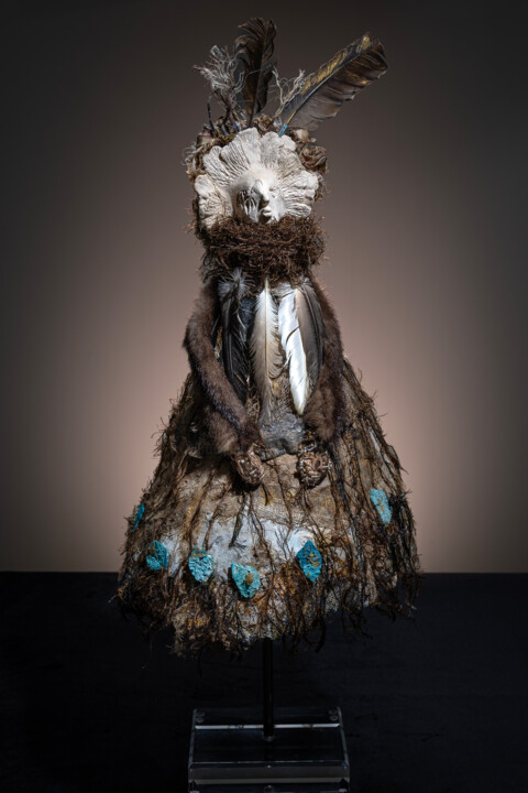 Sculpture titled "Femme tipi 2" by Véronique Attia, Original Artwork, Terra cotta