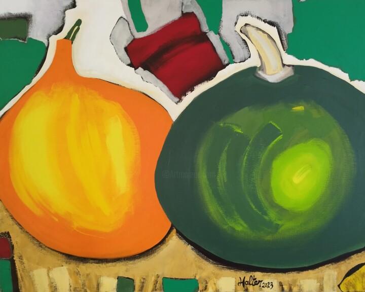Courges, jaune et verte 絵画, 28.7x36.2 in